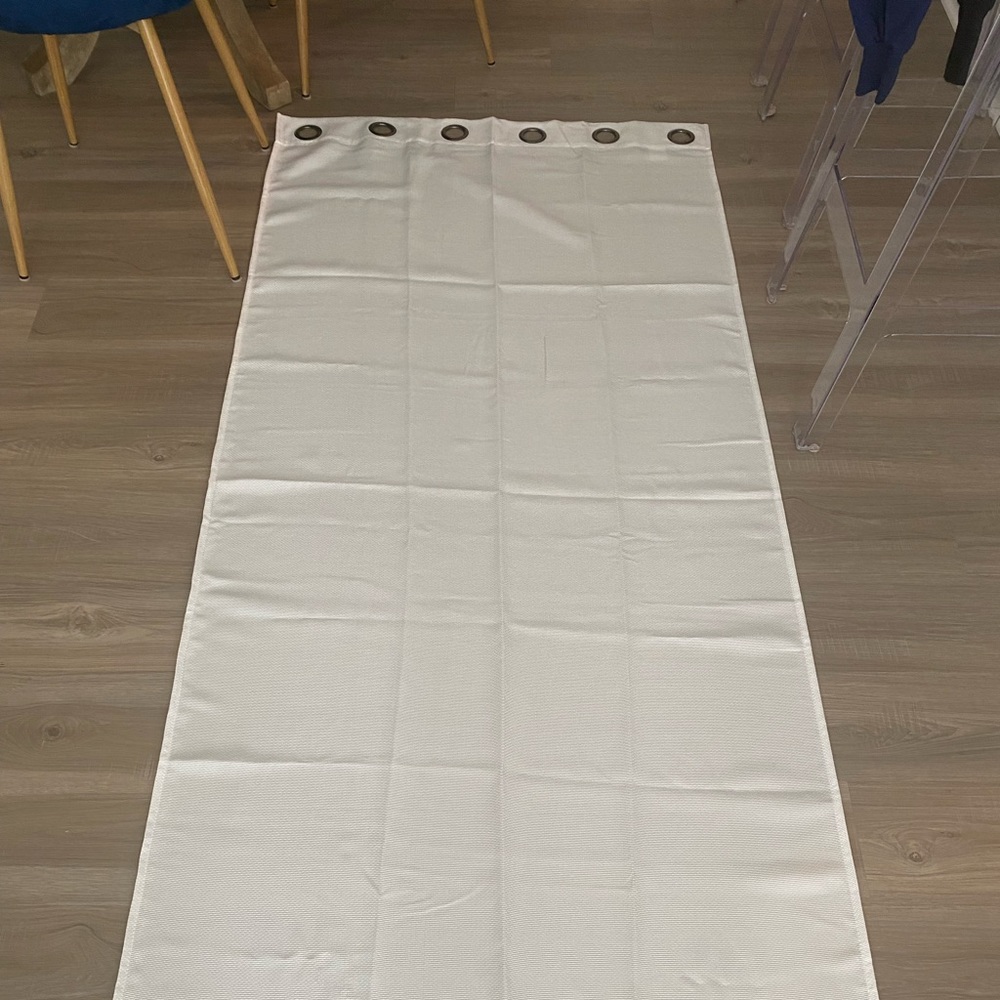 White panel curtains.